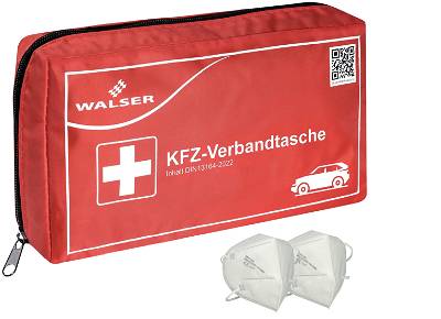 Verbandtasche Verbandstasche Erste-Hilfe Verbandskasten PKW DIN13164 ROT Walser VERBANDTASCHE-ROT-1x-ffp2maske