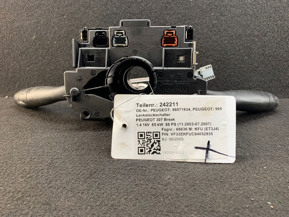 242211 Lenkstockschalter PEUGEOT 307 Break 96571834 gebraucht 