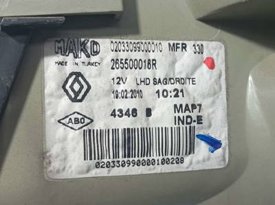 Rücklicht Rechts Renault Fluence (LZ) Sedan 1.5 dCi 105 (K9K-832(K9K-G8)) (265500016R)