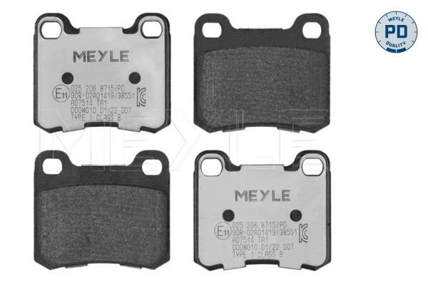 Bremsbelagsatz, Scheibenbremse Hinterachse Meyle 025 206 8715/PD