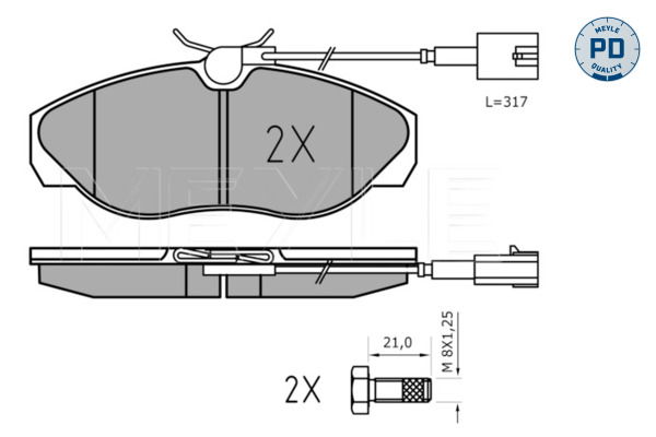 Bremsbelagsatz, Scheibenbremse Vorderachse Meyle 025 236 0219/PD
