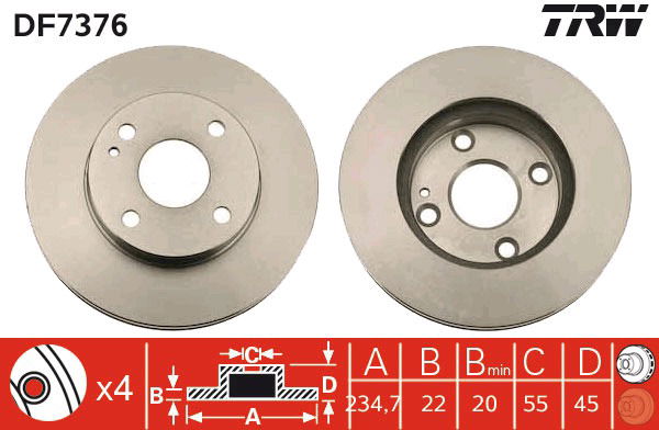 Bremsscheibe Vorderachse TRW DF7376