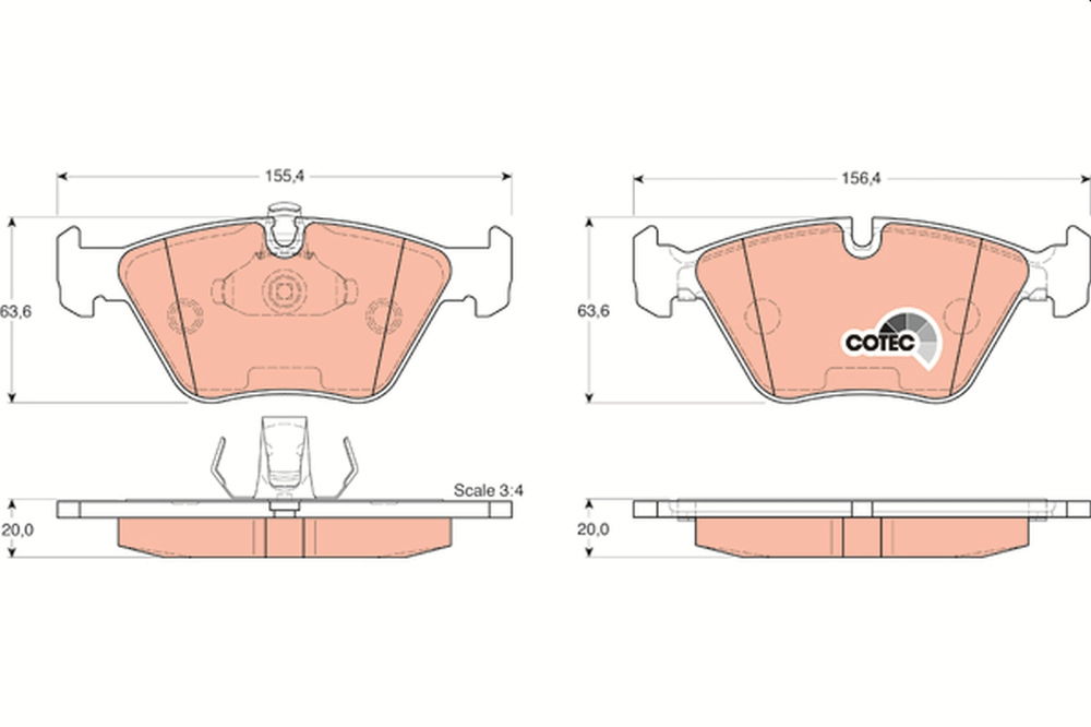 Bremsbelagsatz, Scheibenbremse Vorderachse TRW GDB1264
