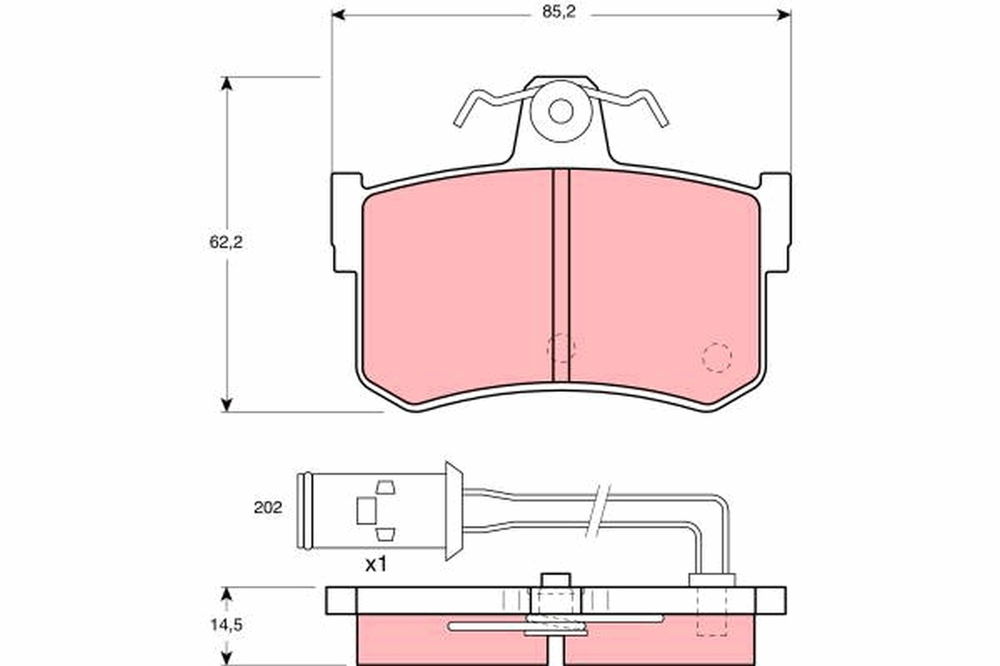 Bremsbelagsatz, Scheibenbremse Hinterachse TRW GDB486