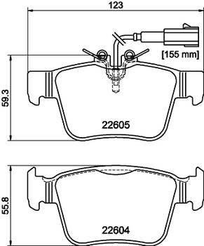 Bremsbelagsatz, Scheibenbremse Hinterachse Hella 8DB 355 025-881