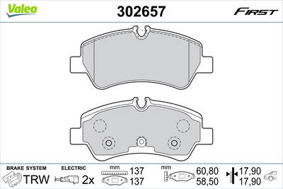 Bremsbelagsatz, Scheibenbremse Hinterachse Valeo 302657