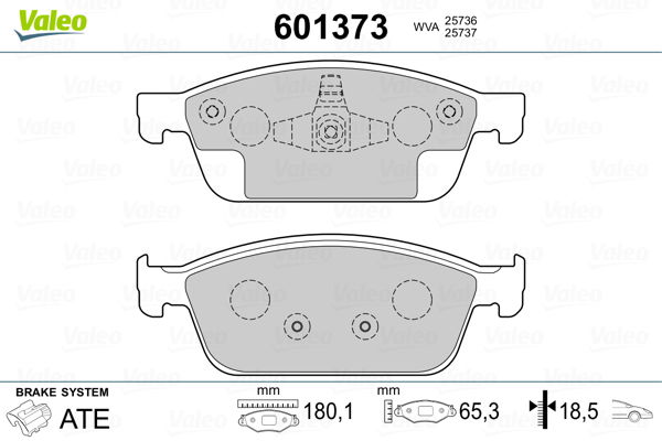 Bremsbelagsatz, Scheibenbremse Vorderachse Valeo 601373