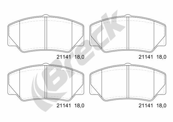 Bremsbelagsatz, Scheibenbremse Vorderachse Breck 21141 00 701 00