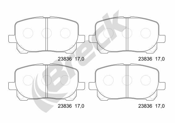 Bremsbelagsatz, Scheibenbremse Vorderachse Breck 23836 00 701 00