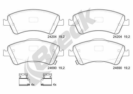Bremsbelagsatz, Scheibenbremse Vorderachse Breck 24204 00 701 00