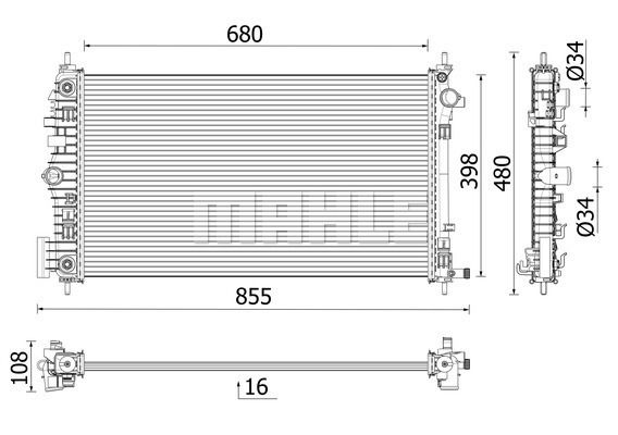 Kühler, Motorkühlung Mahle Original CR 2698 000P