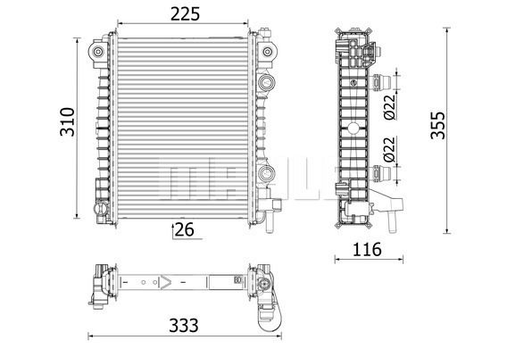 Kühler, Motorkühlung vorne links Mahle Original CR 2706 000P