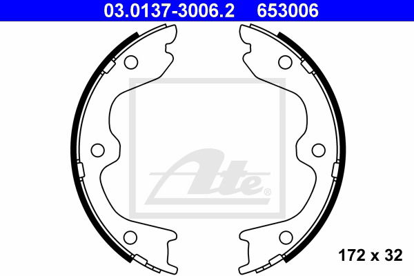 Bremsbackensatz, Feststellbremse Hinterachse ATE 03.0137-3006.2