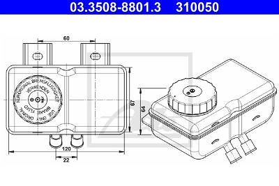 Ausgleichsbehälter, Bremsflüssigkeit Motorraum ATE 03.3508-8801.3