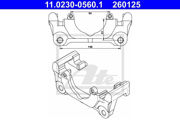 Halter, Bremssattel Vorderachse ATE 11.0230-0560.1