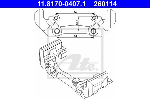 Halter, Bremssattel Hinterachse ATE 11.8170-0407.1