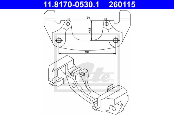 Halter, Bremssattel Vorderachse ATE 11.8170-0530.1