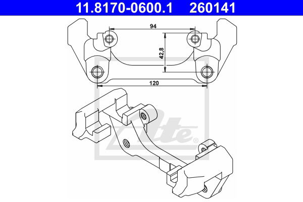 Halter, Bremssattel Vorderachse ATE 11.8170-0600.1