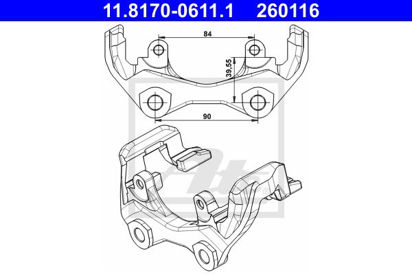 Halter, Bremssattel Hinterachse ATE 11.8170-0611.1