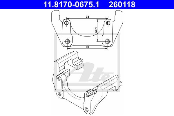 Halter, Bremssattel Hinterachse ATE 11.8170-0675.1