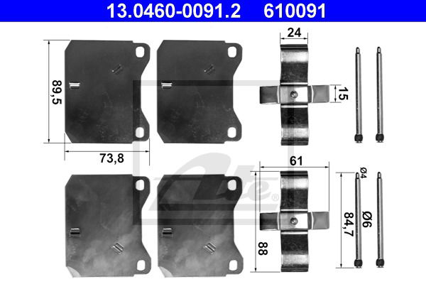 Zubehörsatz, Scheibenbremsbelag Vorderachse ATE 13.0460-0091.2