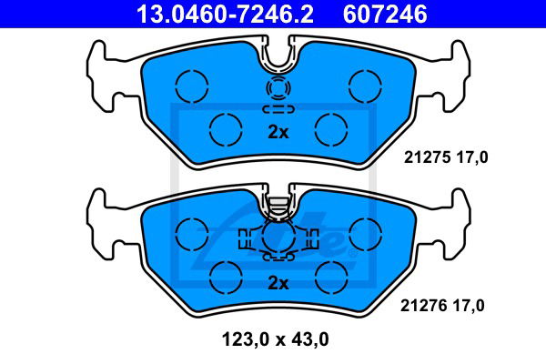 Bremsbelagsatz, Scheibenbremse Hinterachse ATE 13.0460-7246.2