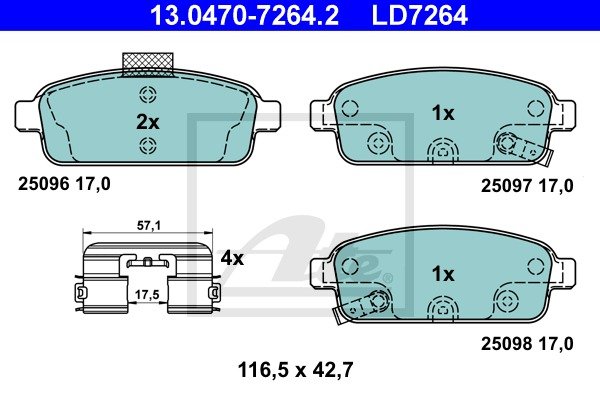 ATE 13.0470-7264.2 Bremsbelagsatz Scheibenbremse ATE Ceramic   Opel Astra J