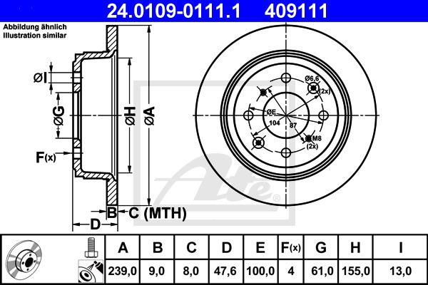 Bremsscheibe Hinterachse ATE 24.0109-0111.1