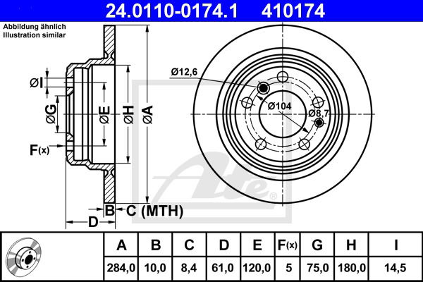 Bremsscheibe Hinterachse ATE 24.0110-0174.1