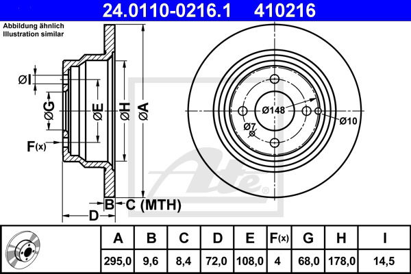 Bremsscheibe Hinterachse ATE 24.0110-0216.1