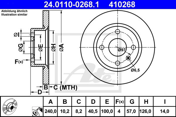 Bremsscheibe Hinterachse ATE 24.0110-0268.1