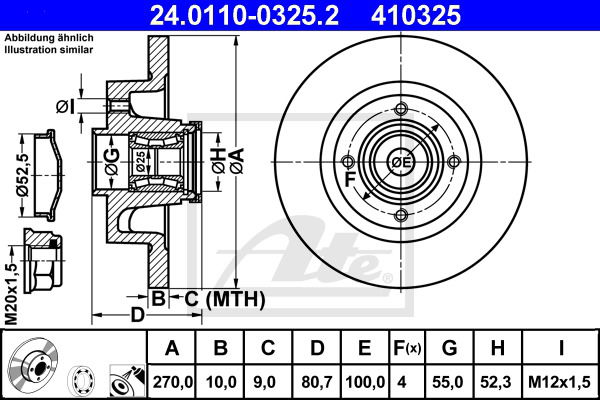 Bremsscheibe Hinterachse ATE 24.0110-0325.2