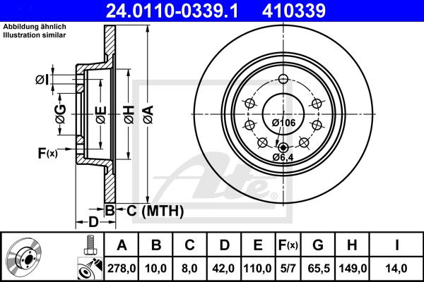 Bremsscheibe Hinterachse ATE 24.0110-0339.1