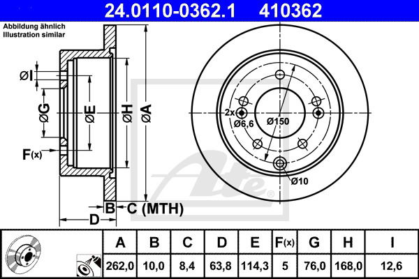 Bremsscheibe Hinterachse ATE 24.0110-0362.1