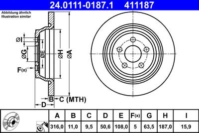 Bremsscheibe Hinterachse ATE 24.0111-0187.1