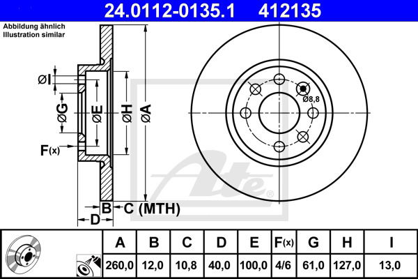 Bremsscheibe Vorderachse ATE 24.0112-0135.1