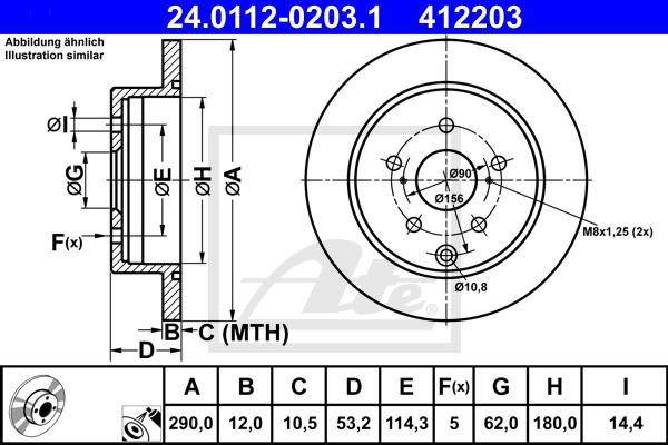 Bremsscheibe Hinterachse ATE 24.0112-0203.1