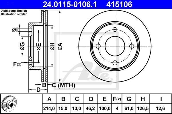 Bremsscheibe Vorderachse ATE 24.0115-0106.1