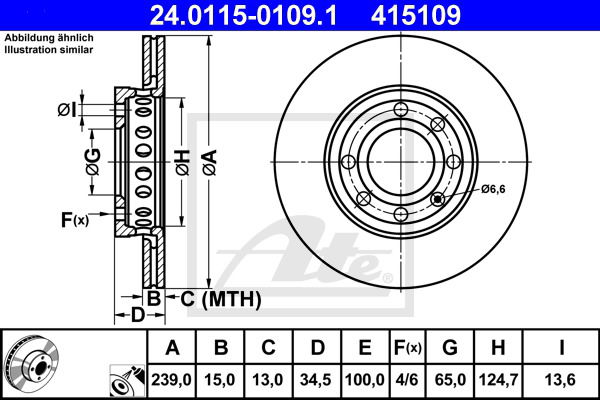 Bremsscheibe Vorderachse ATE 24.0115-0109.1