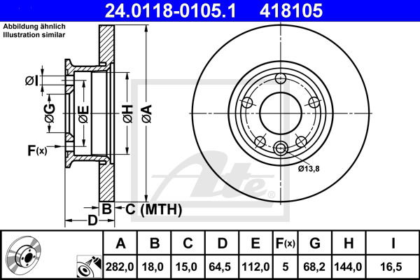 Bremsscheibe Vorderachse ATE 24.0118-0105.1