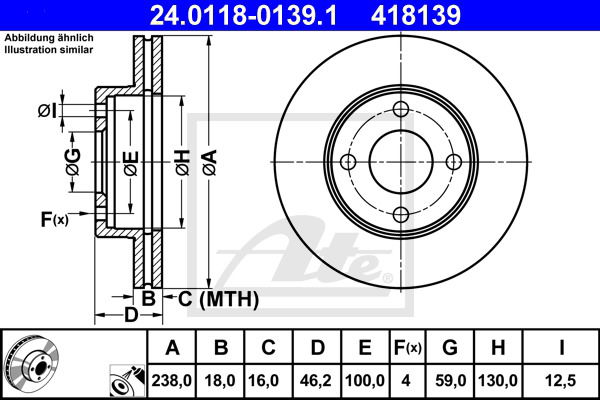 Bremsscheibe Vorderachse ATE 24.0118-0139.1