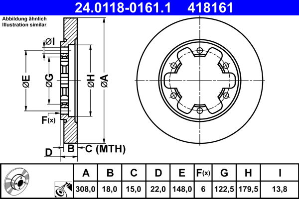 Bremsscheibe Hinterachse ATE 24.0118-0161.1