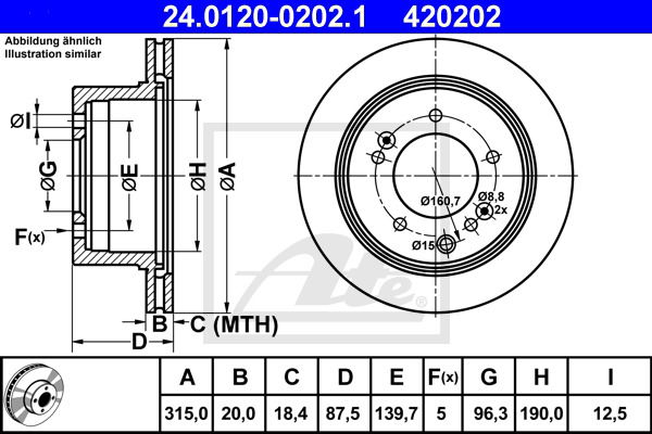 Bremsscheibe Hinterachse ATE 24.0120-0202.1