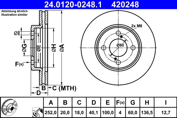 Bremsscheibe Vorderachse ATE 24.0120-0248.1