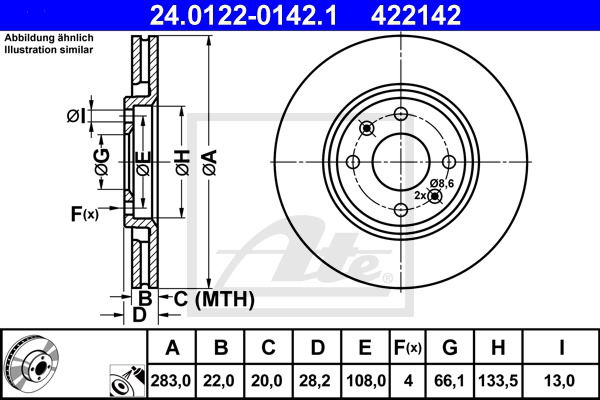 Bremsscheibe Vorderachse ATE 24.0122-0142.1