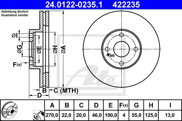 Bremsscheibe Vorderachse ATE 24.0122-0235.1