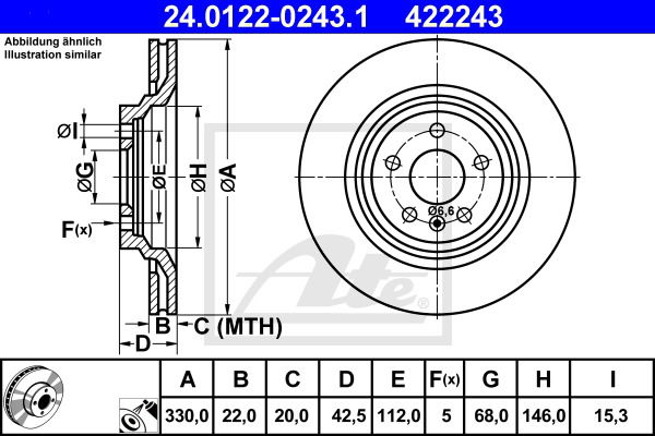 Bremsscheibe Hinterachse ATE 24.0122-0243.1