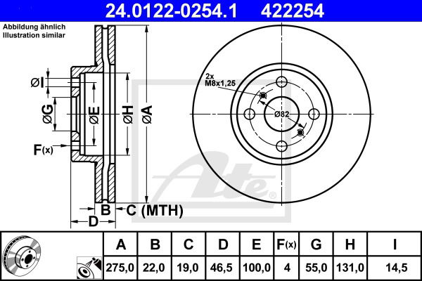 Bremsscheibe Vorderachse ATE 24.0122-0254.1