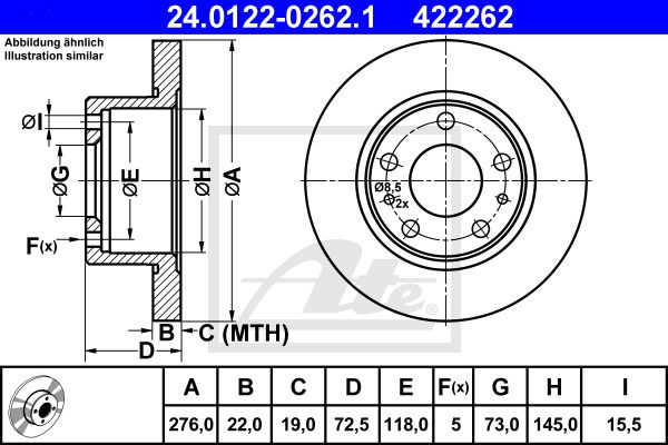 Bremsscheibe Vorderachse ATE 24.0122-0262.1