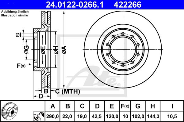 Bremsscheibe Vorderachse ATE 24.0122-0266.1